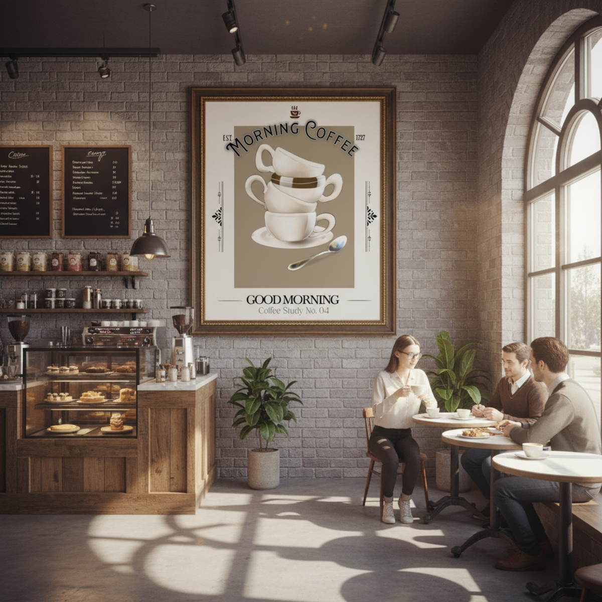 Work 03 – Stacked Mugs | Volume I (16 × 20 Framed Illustration) – Glyphworks