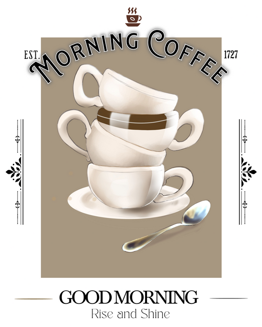 Volume I Work 03 Stacked Mugs – 16 x 20 framed contemporary illustration by Glyphworks