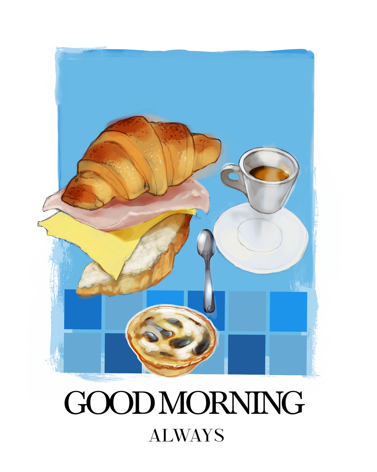 Work 04 – Breakfast | Volume I (16 × 20 Framed Illustration) – Glyphworks